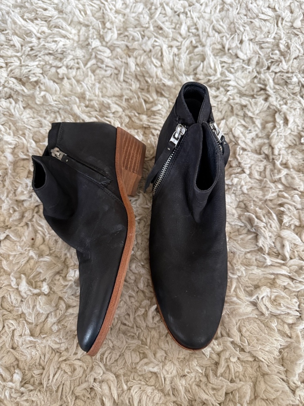 Sam Edelman Black Suede Ankle Booties with Side Zipper